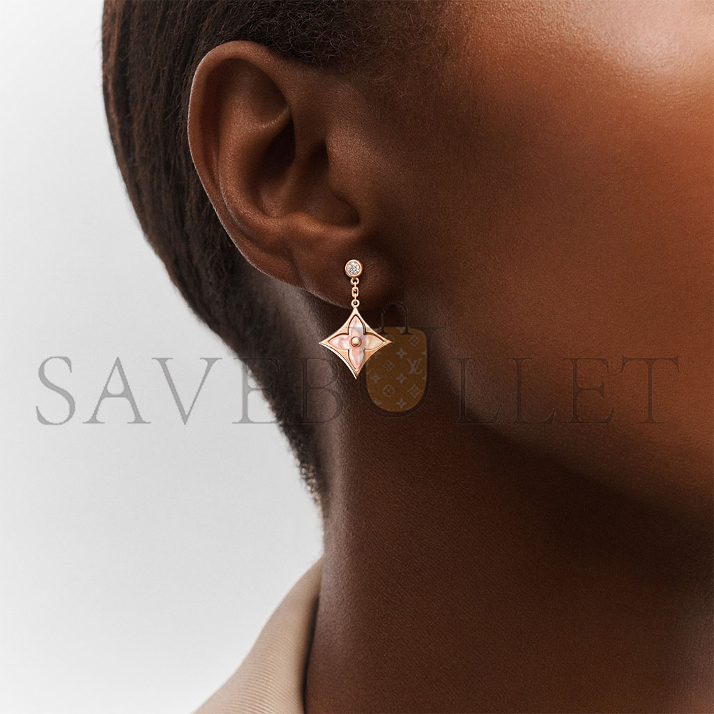 l**is V*t*n color blossom bb star rose gold, pink mother-of-pearl and diamond earrings q96667
